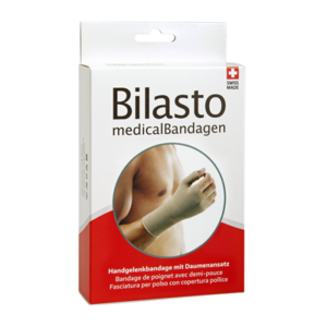 Bilasto Handgelenk- <br>gelenkbandage mit Daumenansatz beige